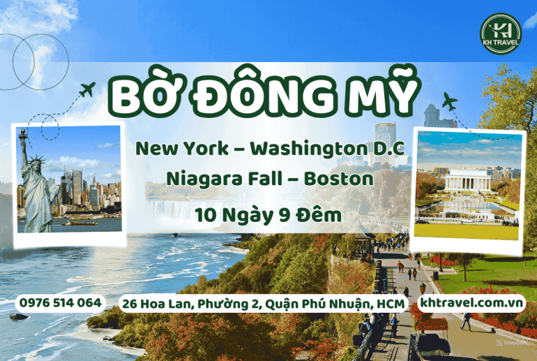 Tour Du Lịch Bờ Đông Mỹ 2024: New York – Washington D.C – Niagara Fall – Boston 10N9Đ – Khách Sạn 3, 4*