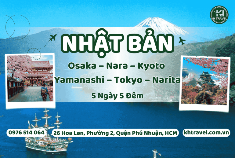 Tour Du Lịch Nhật Bản Cung Đường Vàng Mùa Thu: HCM - Osaka – Nara – Kyoto – Yamanashi – Tokyo – Narita 5N5Đ - Khách Sạn 3*