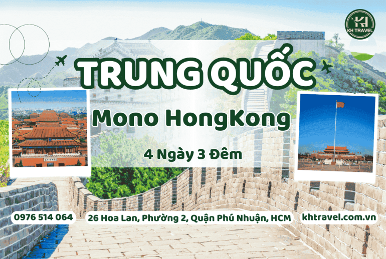 Tour Du Lịch Hồng Kông: HCM - Mono HongKong 4N3Đ – Khách Sạn 4*